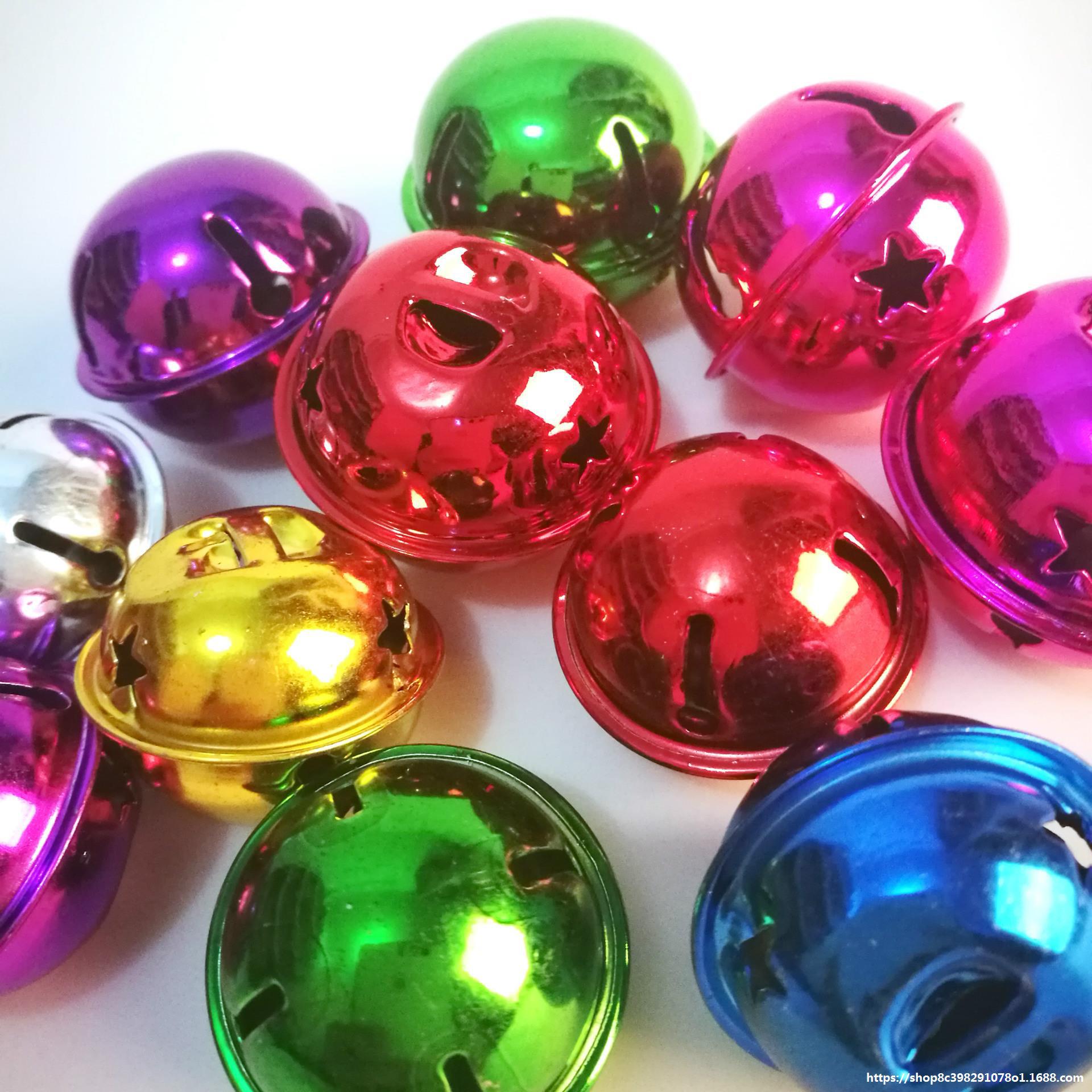 厂家批发 电镀diy圣诞节 五角星铃铛 彩色宠物圆形铃铛挂饰铃铛