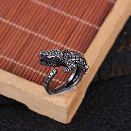 厂家直销鳄鱼骷髅朋克复古夸张指环开口可调节戒指饰品潮