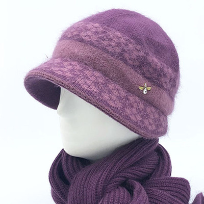 中老年人帽子女冬季毛线针织老人帽子围巾秋冬天奶奶帽中年妈妈帽