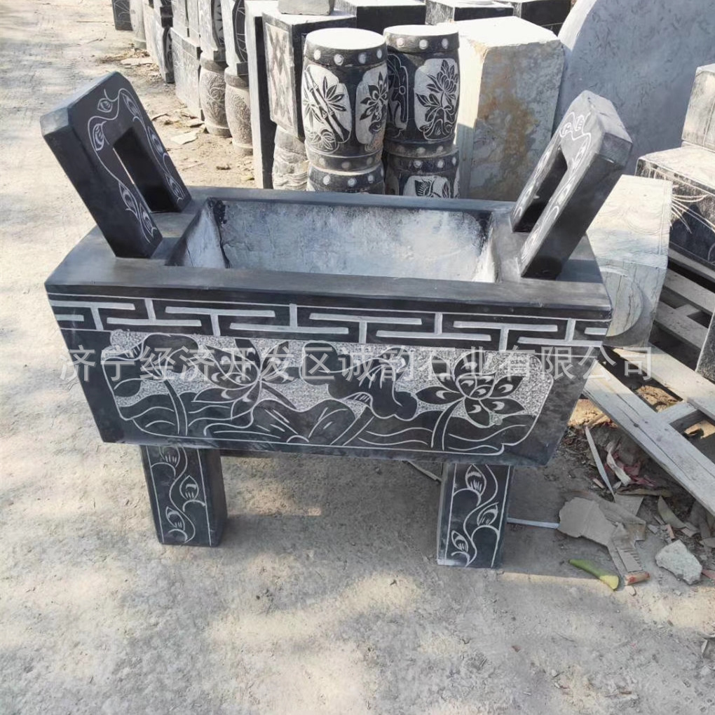 祠堂墓地寺庙室外摆放石头大香炉烧纸炉 石香炉图片价格厂家