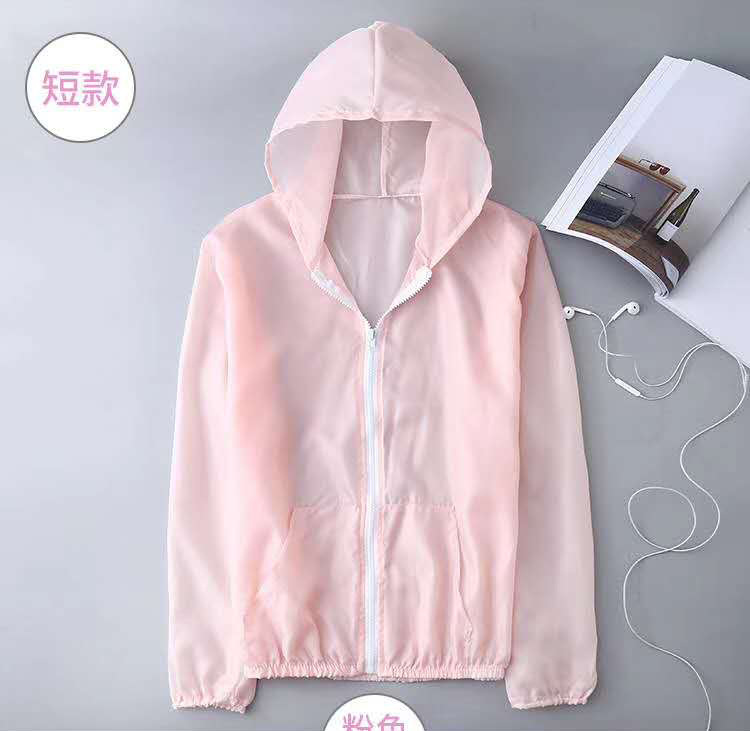 2023 Summer New Mid-Length Sun Protective Clothes Women's Korean-Style Hooded Outdoor UV-Proof Transparent Top Wholesale