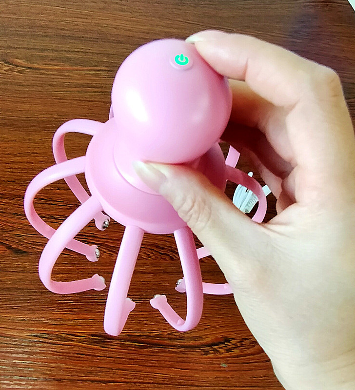 头部按摩器电动十爪章鱼八爪鱼头部按摩振动充电款外贸货源新品