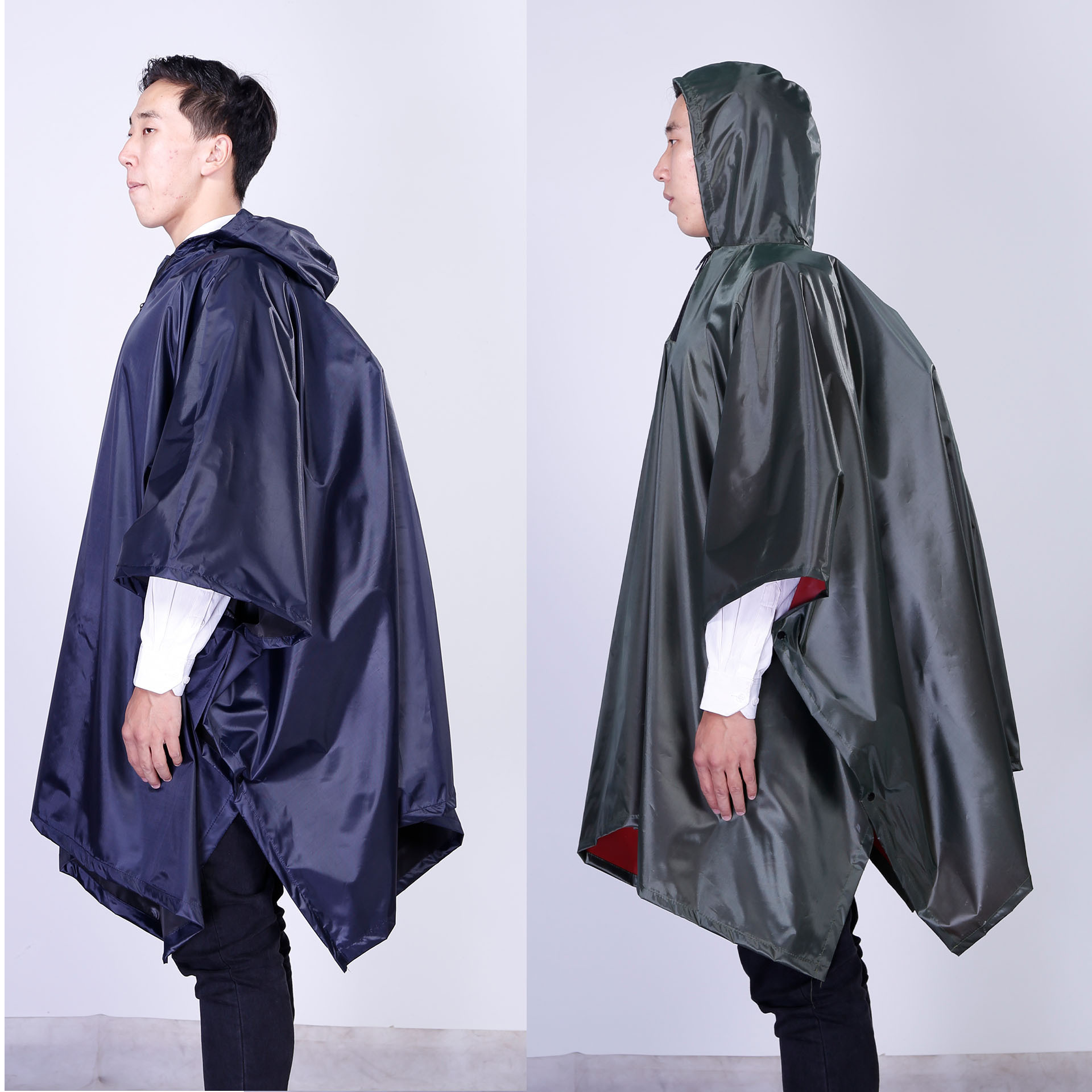 定制外贸款涤纶斗篷雨衣披风式雨披户外登山定制三合一跨境专供