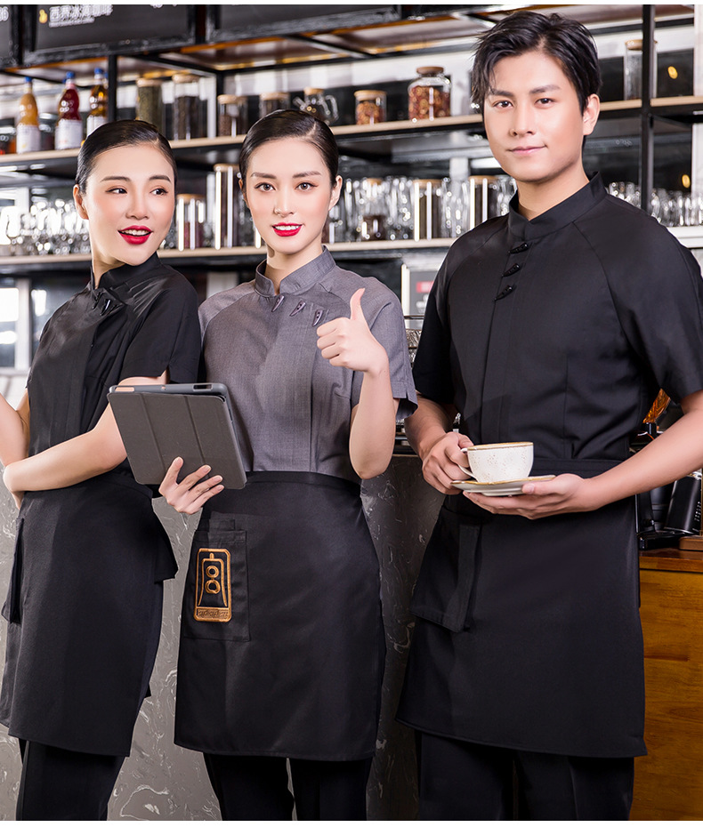 酒店服务员工作服夏女水吧咖啡厅服装日式烧烤串火锅店制服男上衣