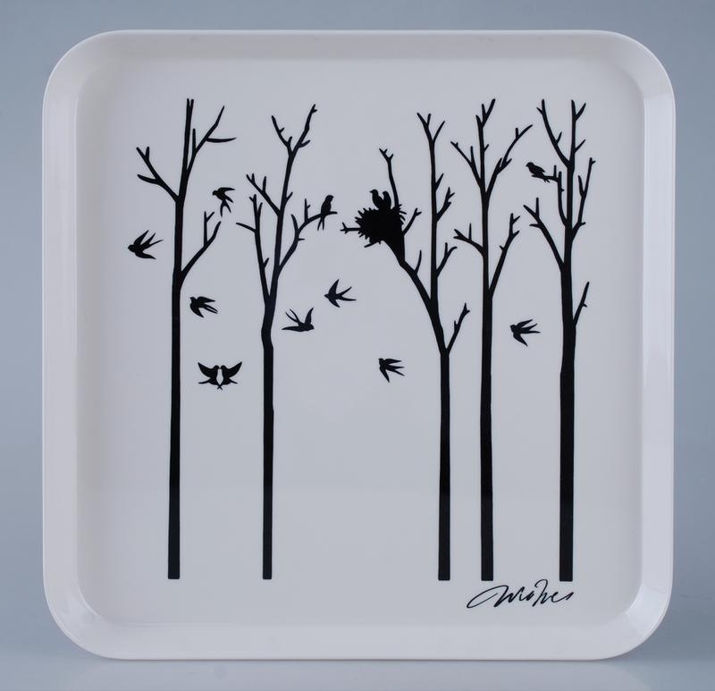 五和密胺欧式简笔画圆形托盘家用客厅现代水果盘创意茶杯茶盘294x