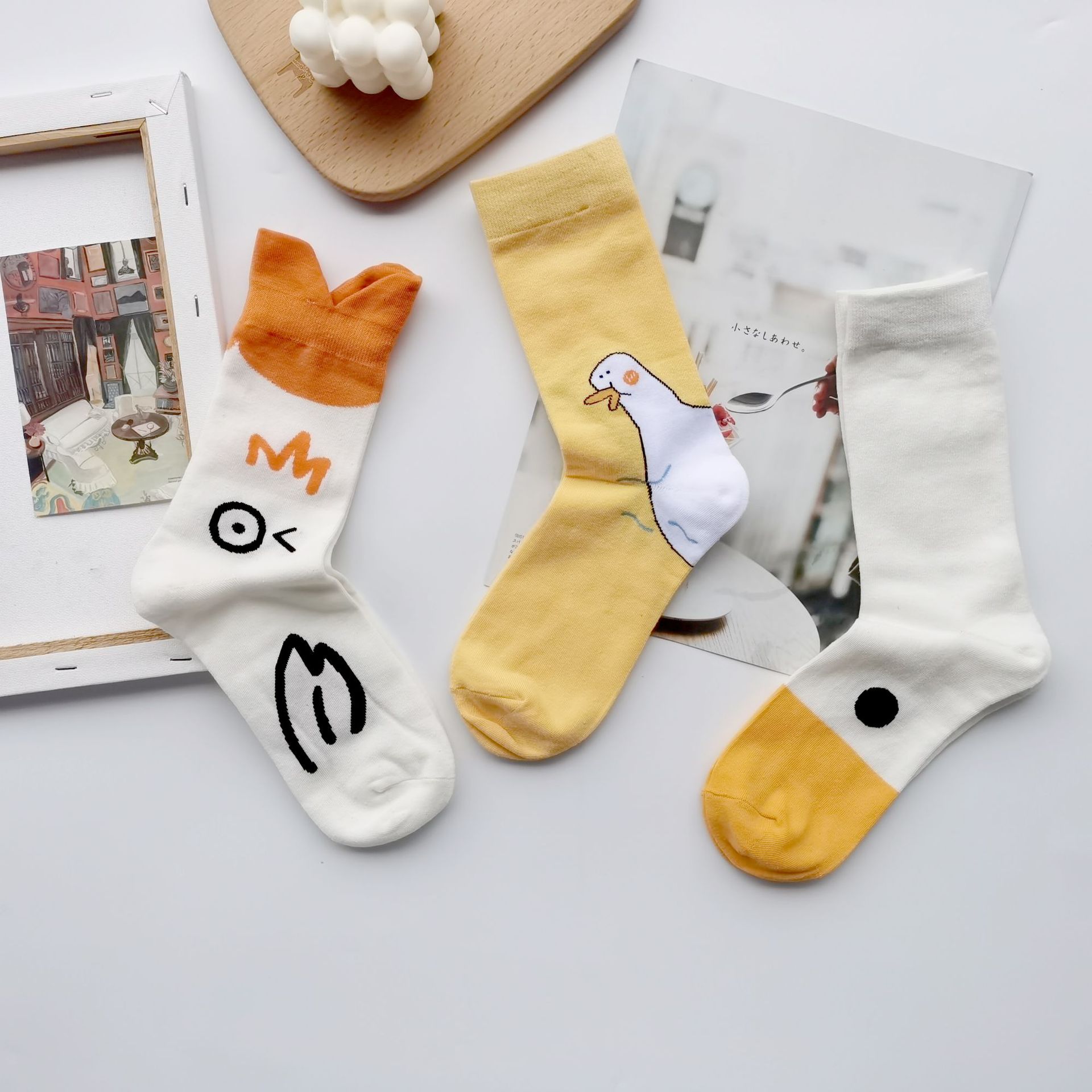 鸭子袜 20新品袜子女 时尚个性男女情侣中筒袜 鸭嘴棉休闲透气