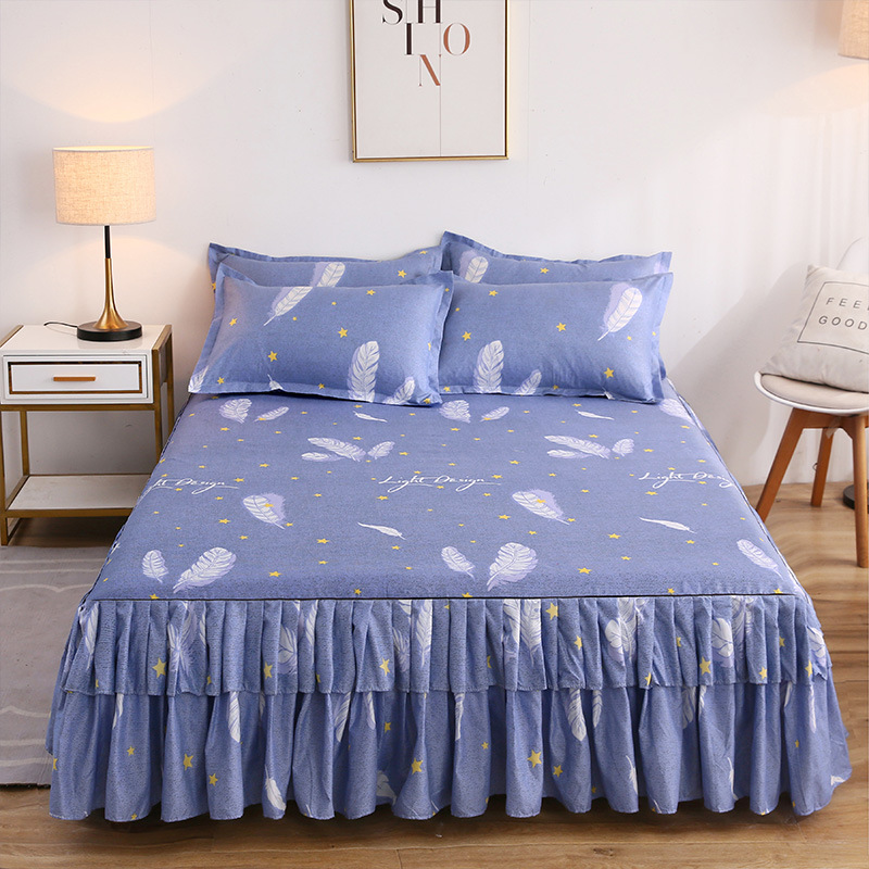 纯棉床裙防尘罩床笠遮盖保护套隔脏床套1.2米1.5米1.8床罩三件套