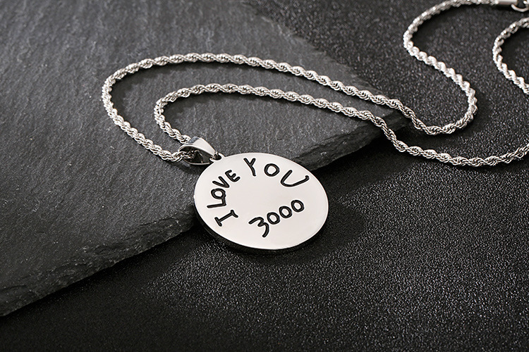 字母项链 i love you 3000 我爱你三千遍不锈钢时尚情侣吊坠定制