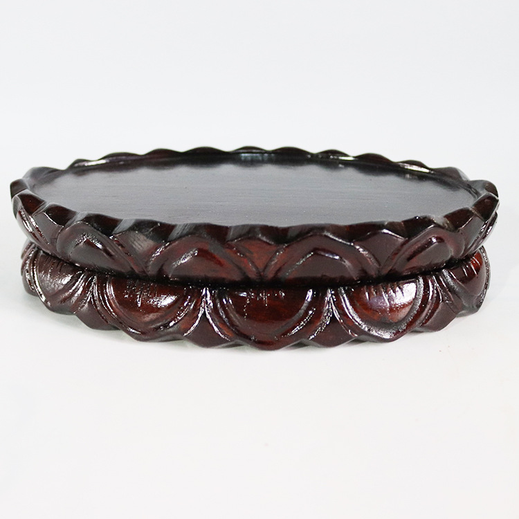 佛像观音菩萨双层莲花座台供奉供佛红木实木圆形木质摆件香炉底座