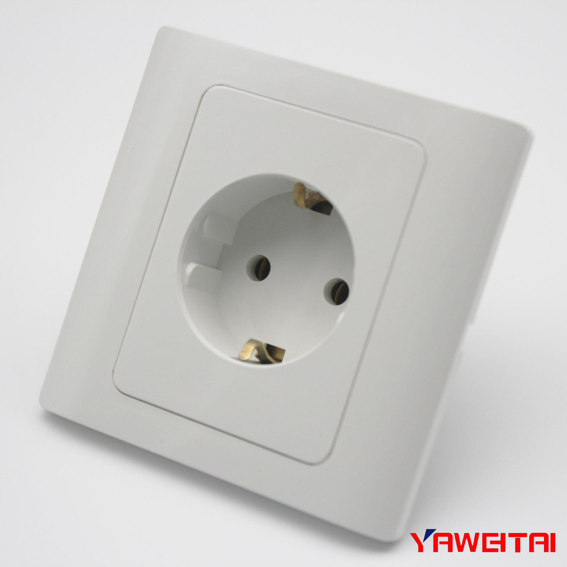 雅威大面板欧标插座schuko/ 86型德标插座 单联地插
