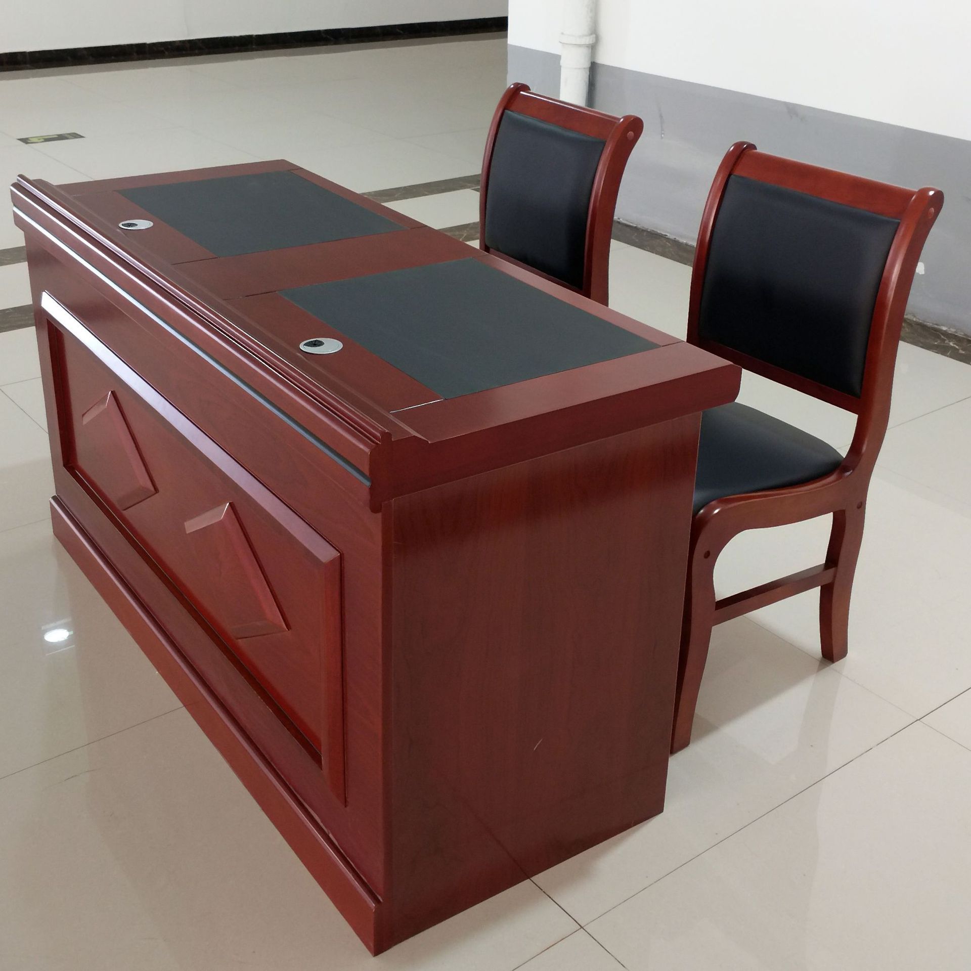 会议室会议桌椅组合双人油漆办公桌1.2米长形桌木皮