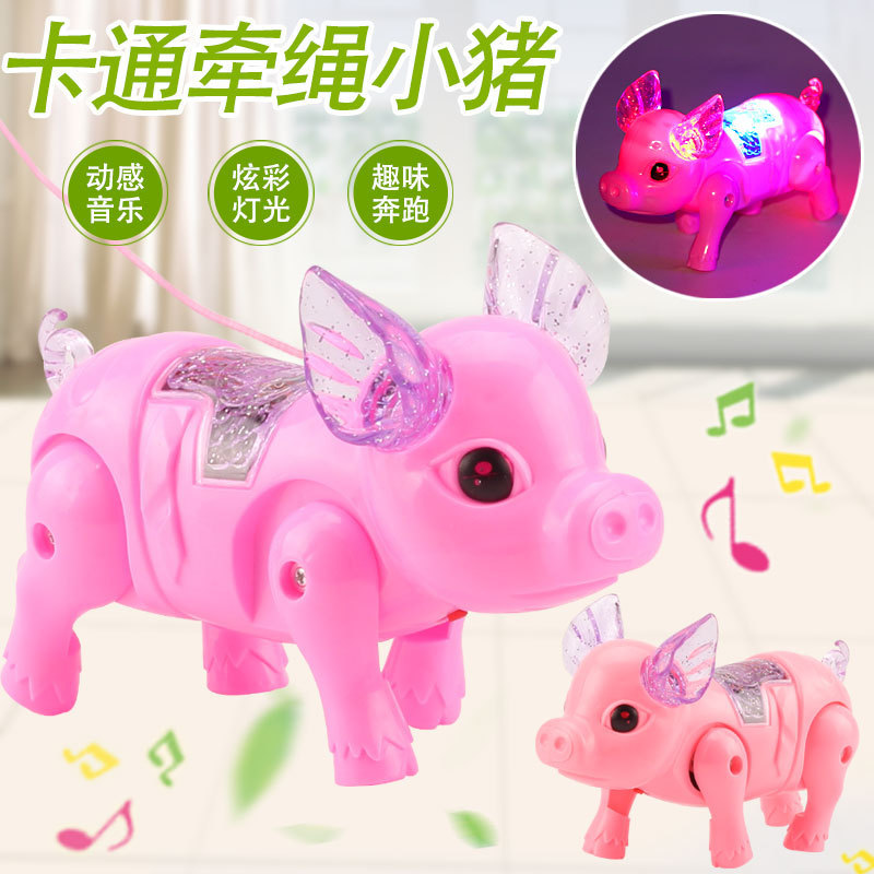 Electric Luminous Rope Rabbit Dinosaur Pig Music Toy Night Market Stall Wholesale Children's Day Gift