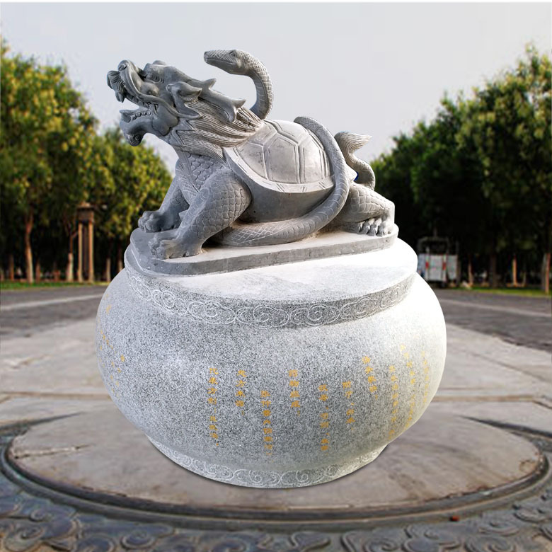 曲阳石雕青石玄武雕刻中式石雕蛇盘龟吉祥玄武雕刻石头朱雀定制
