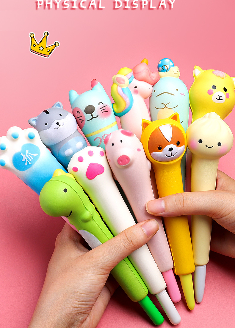 d人物圆珠笔萌宠减压笔创意可爱玩具公仔笔发泄减压写字笔玩具