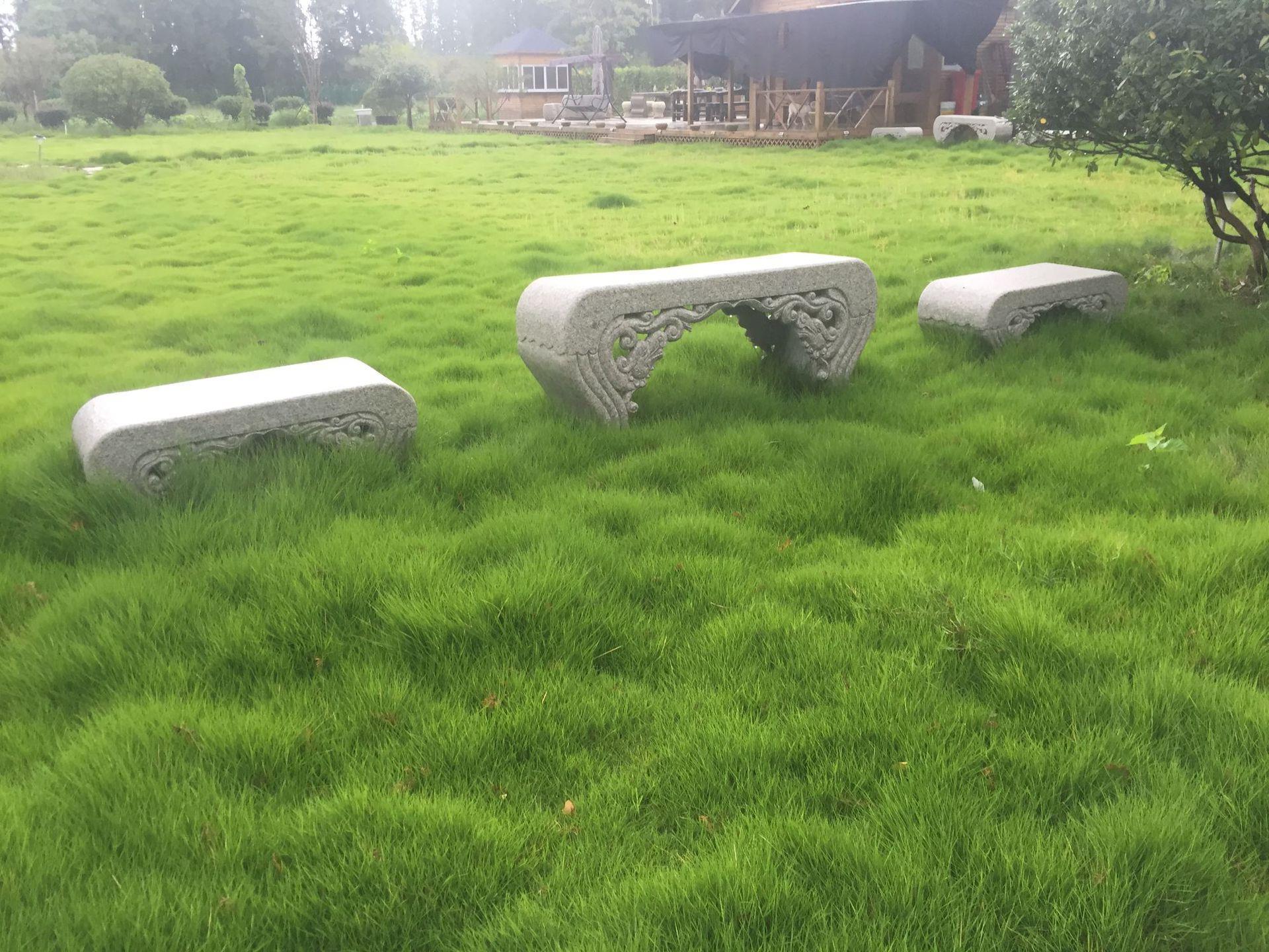 石椅靠石凳花岗岩公园户外庭院休闲座椅摆件石雕椅石长椅定制