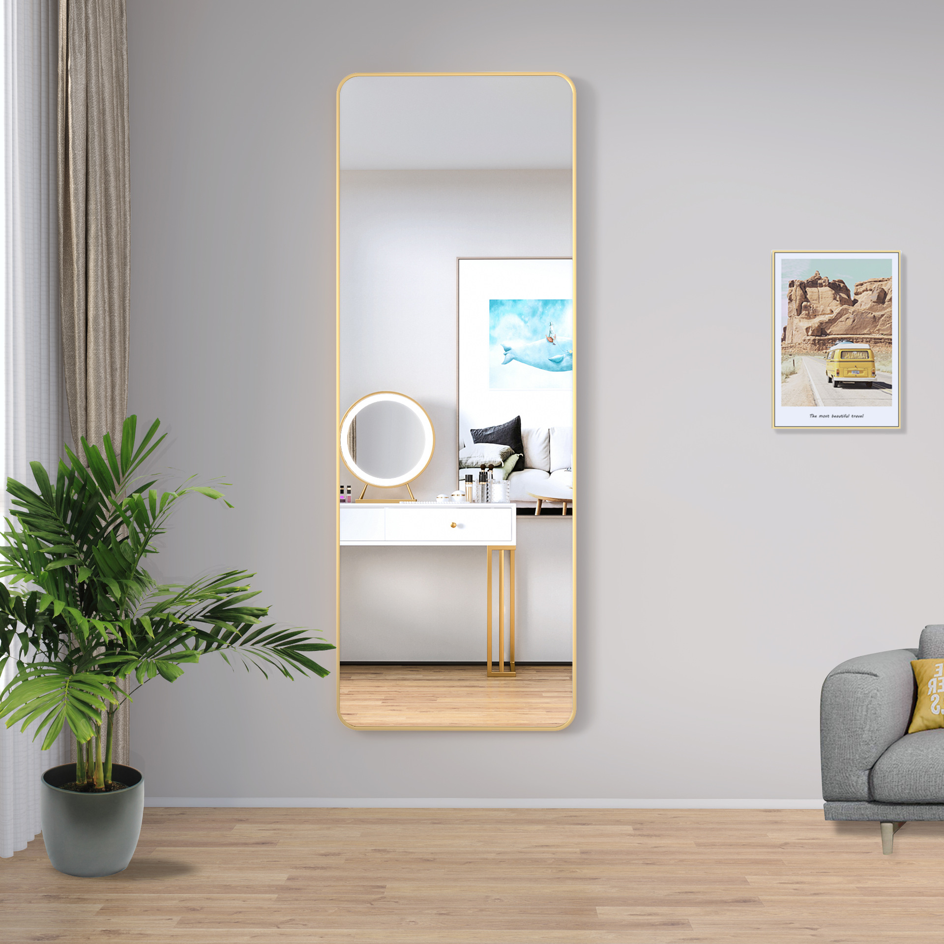 全身镜女生卧室 少女镜子全身 穿衣镜大镜子全身 落地镜 贴墙镜子-阿