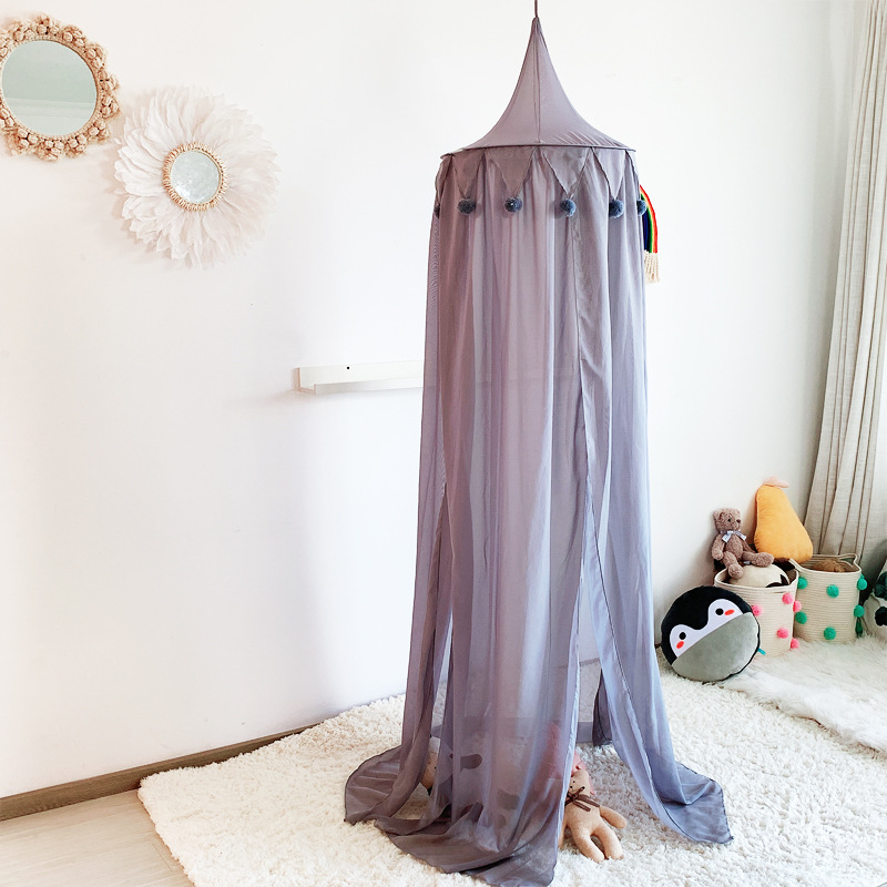 Nordic Ins2021 New Handmade Fur Ball Children's Tent Bed Curtain Dream Babies' Mosquito Net Home Decoration Four Colors