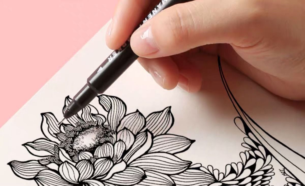 小双头记号笔儿童绘画勾线笔黑色速干红蓝彩色手绘美术勾边填色笔