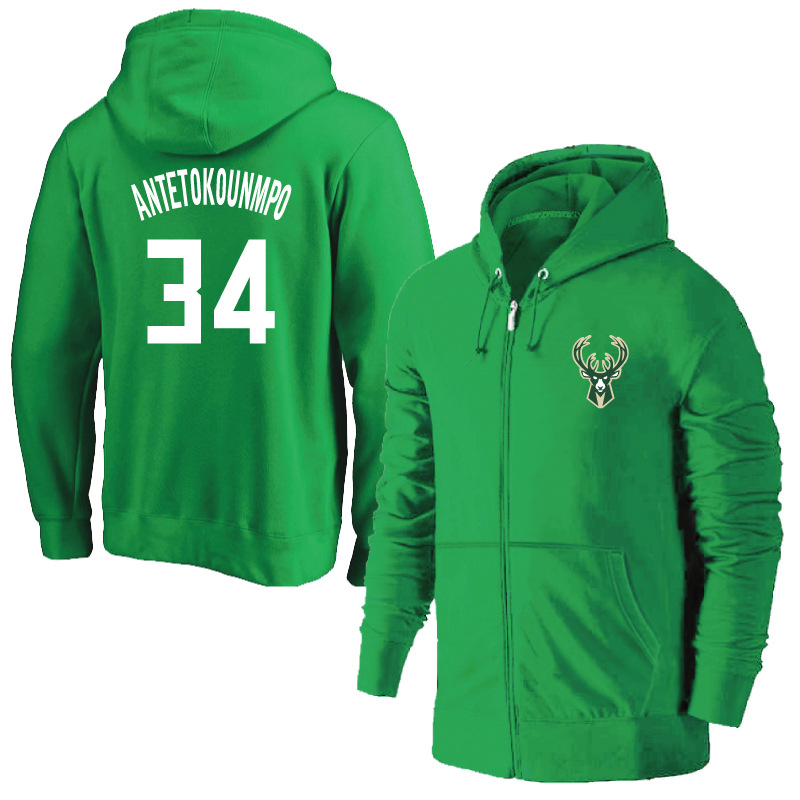 雄鹿字母哥阿德托昆博米德尔顿布莱德索易建联球衣拉链卫衣潮帽衫