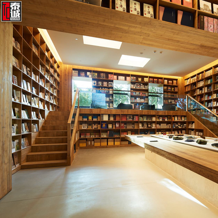 泰诚厂家定制双面书籍中岛柜木制格子图书馆展示柜书店书架展示台