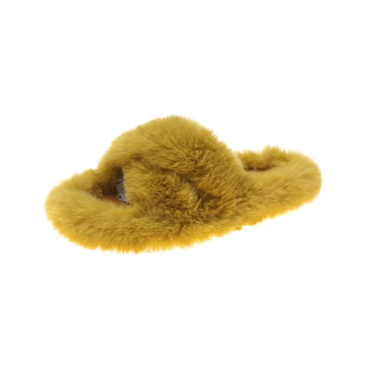 Cross Fluffy Slippers Wear Warm Slippers over Them
