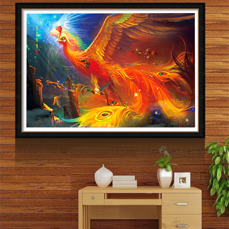 钻石画满钻客厅凤凰飞鸟朝凤比翼双飞十字绣新款小幅简约现代画