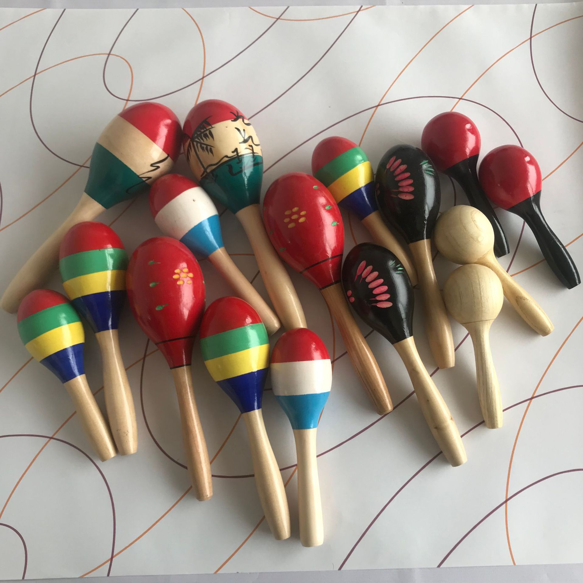 奥尔夫乐器 幼教教具 打击乐器 益智早教 四色木砂球 刻花沙球