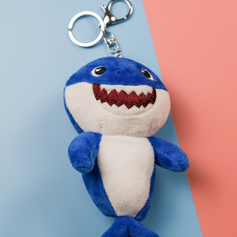 鲨鱼宝宝毛绒小挂件创意海洋动物鲨鱼公仔包钥匙挂饰玩偶定制logo