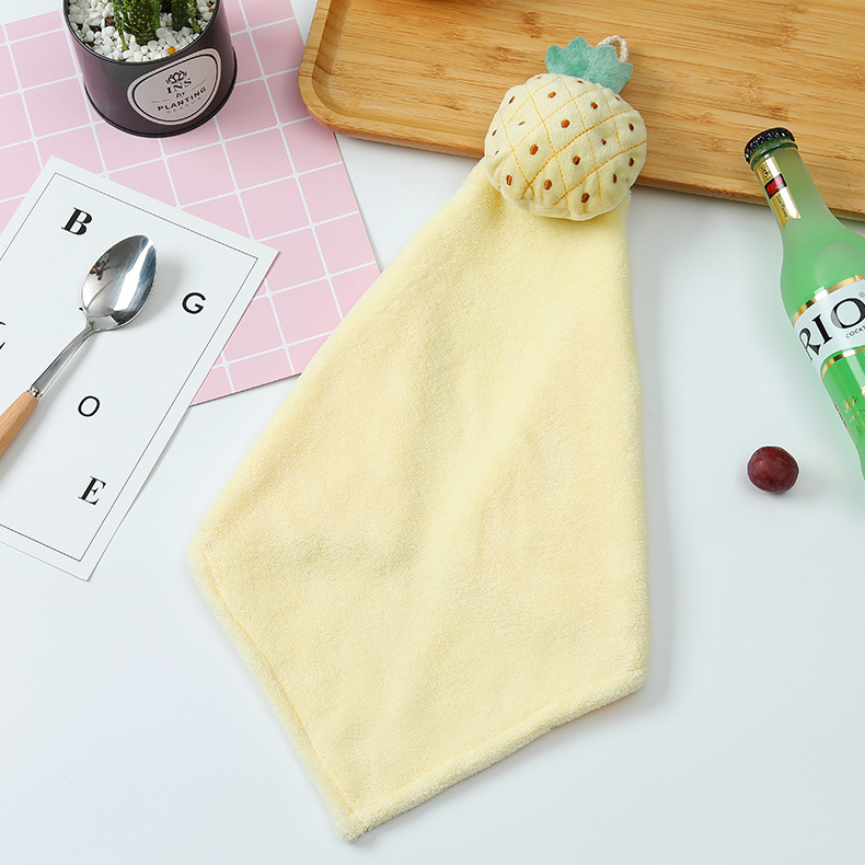 Coral Fleece Fruit Hanging Hand Towel Bathroom Kitchen Hand Towel Water-Absorbing Quick-Drying Children Can Hang Hand Towel