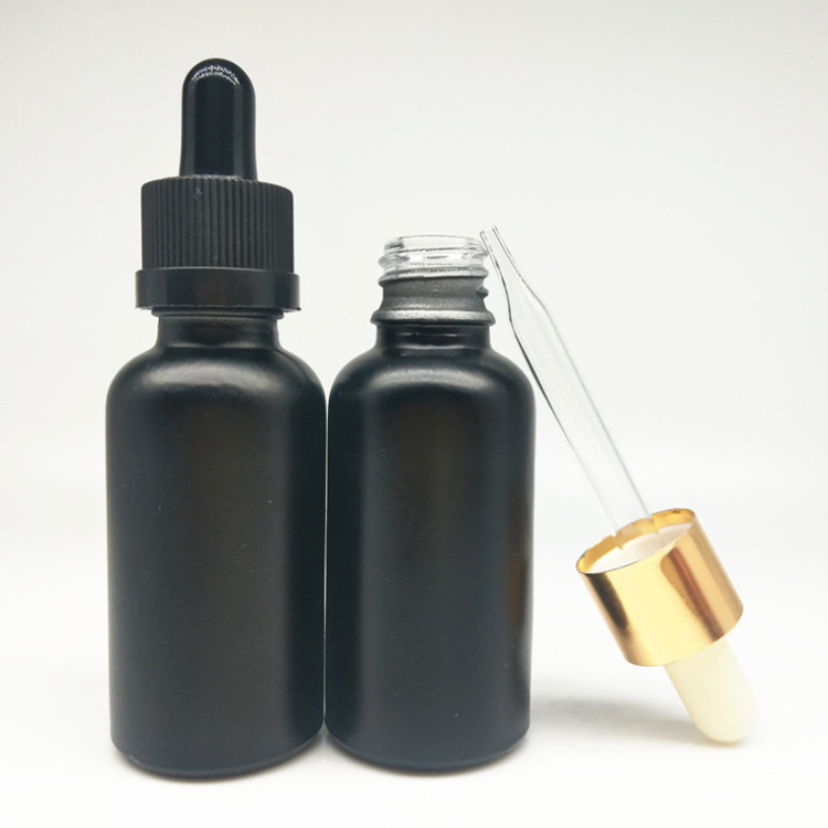 避光黑色胶头滴管瓶精油便携玻璃瓶化妆瓶精华液分装瓶30ml 100ml