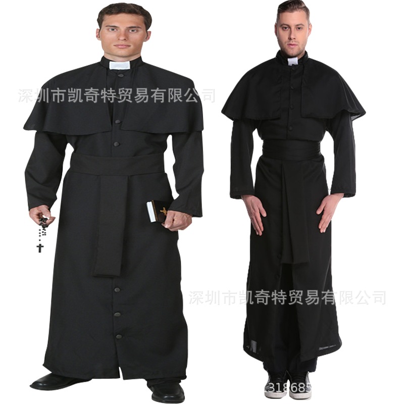 万圣节服装成人cosplay男装教父神父传教士修士牧师服装 化装舞会