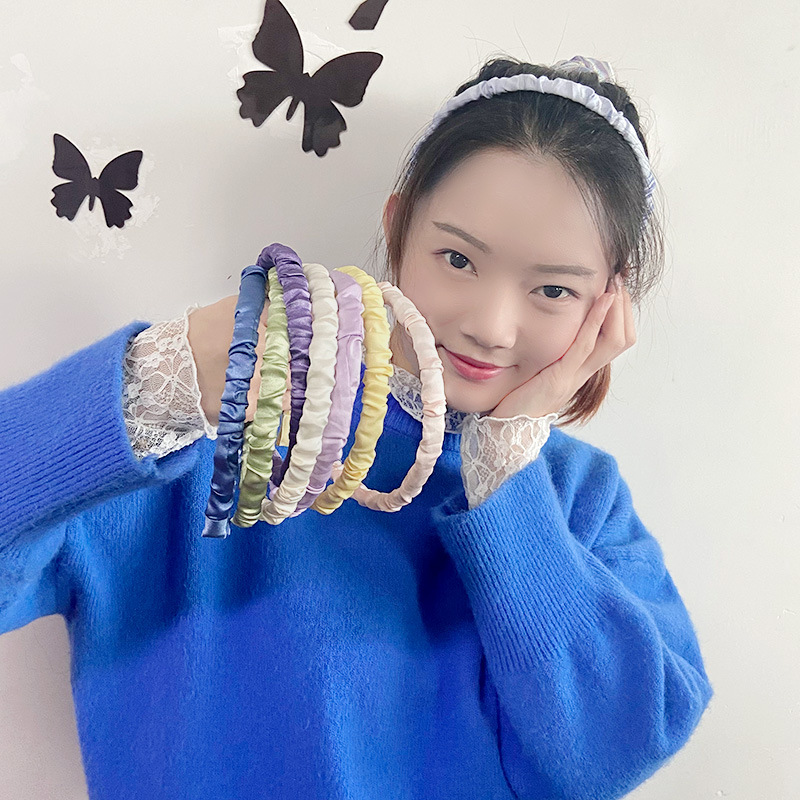 少女褶皱发箍 ins纯色布艺头箍发卡网红洗脸发带森林系发饰头饰女