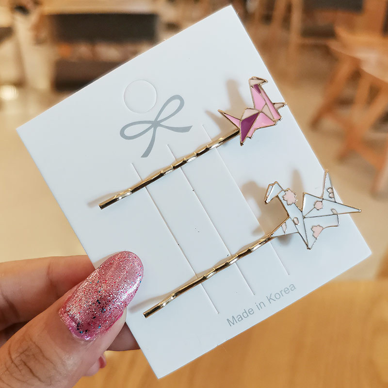 彩色千纸鹤一字夹发夹女 韩国少女甜美刘海夹可爱小夹子头饰