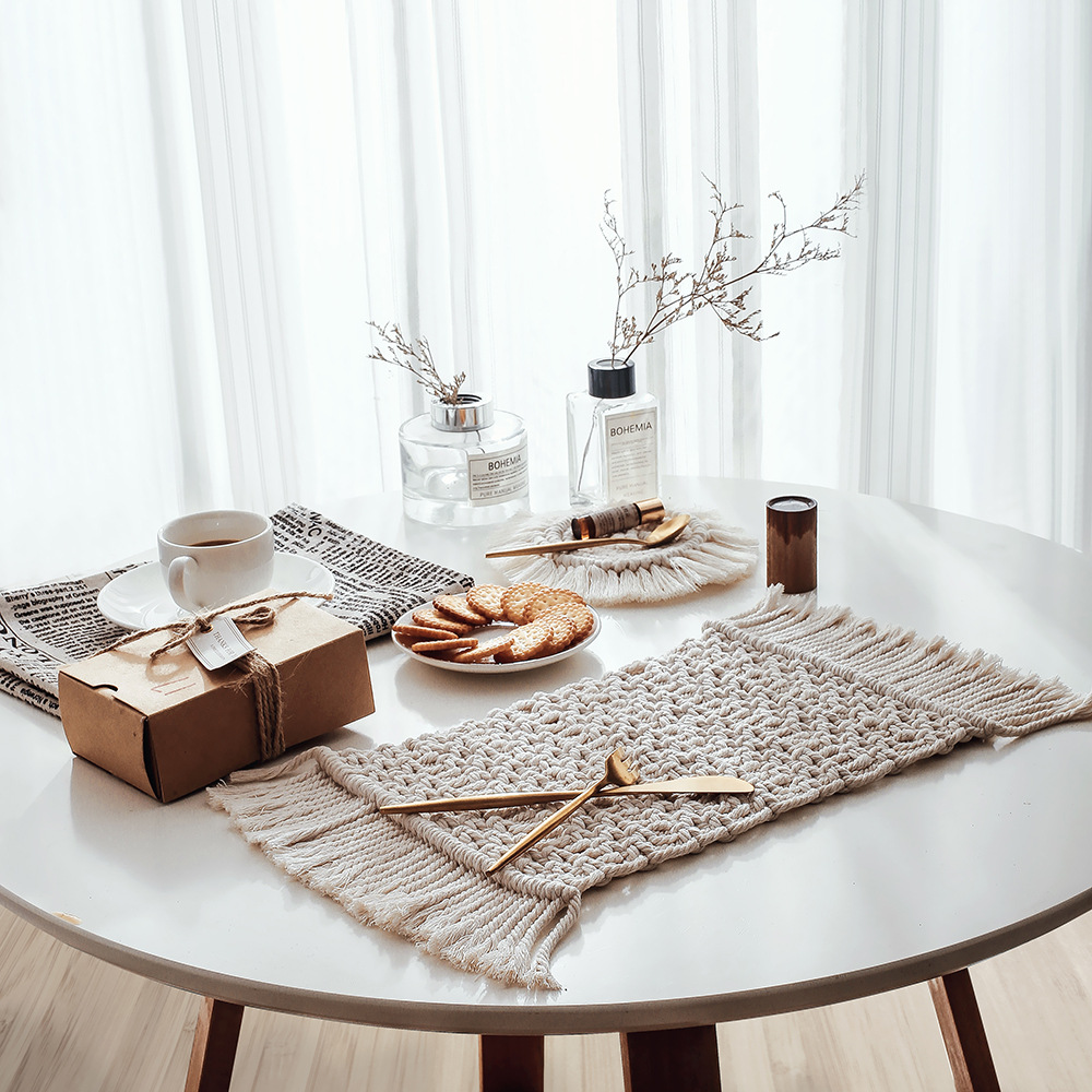 Creative Nordic Woven Placemat Thickening Heat Insulation Pad Non-Slip Coaster Hotel Western-Style Placemat Stall Supply Gt094