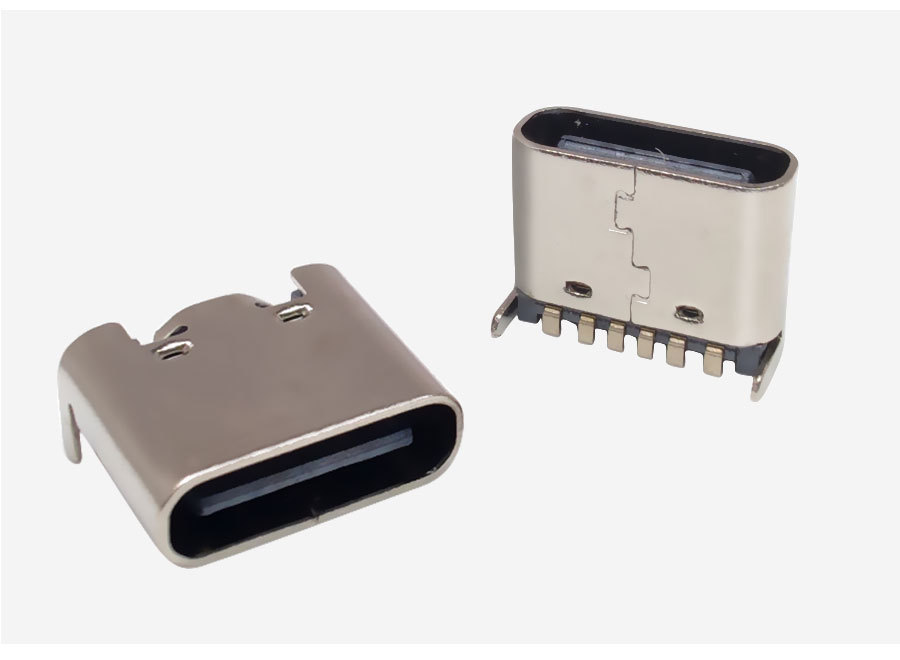 厂家直营 type-c母座6p 180度沉板全贴插板立式 4p快充大电流c头