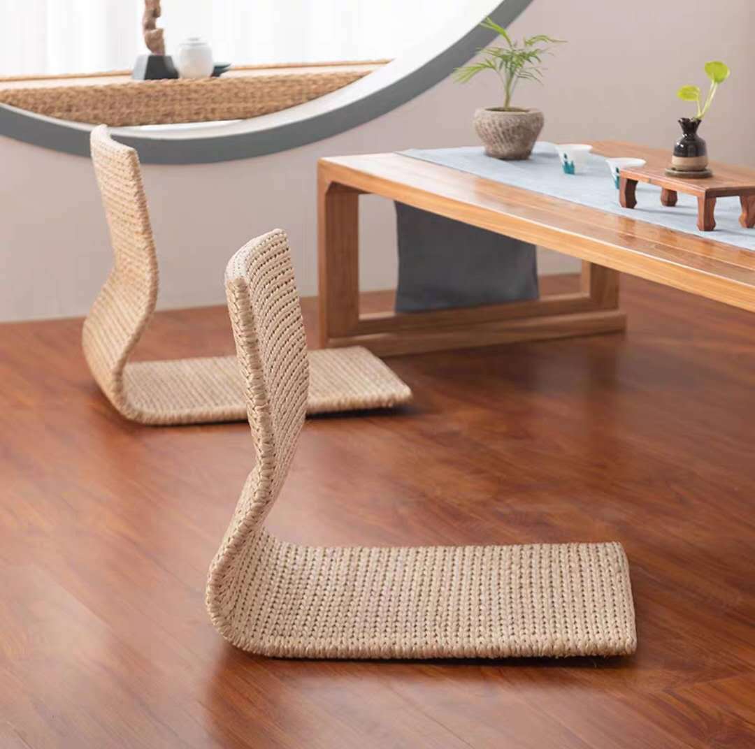 草藤编靠背座椅榻榻米小椅子透气日式简约和室椅地台休闲椅窗台