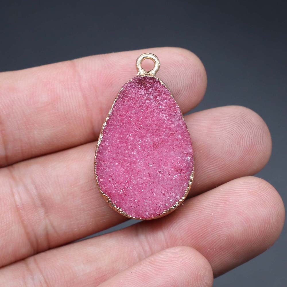 精美天然石半宝石不规则形玛瑙晶芽包边吊坠 diy饰品配件制作批发