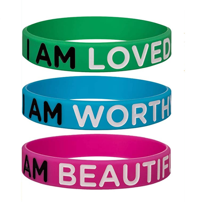 inspirational silicone wristband i am beautiful worthy 手环
