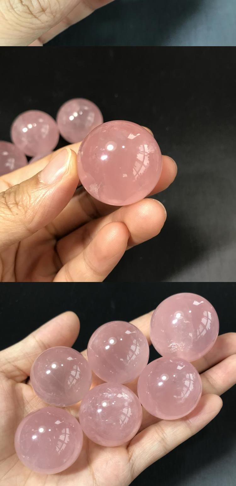 天然粉水晶球星光粉晶小球摆件粉水晶球