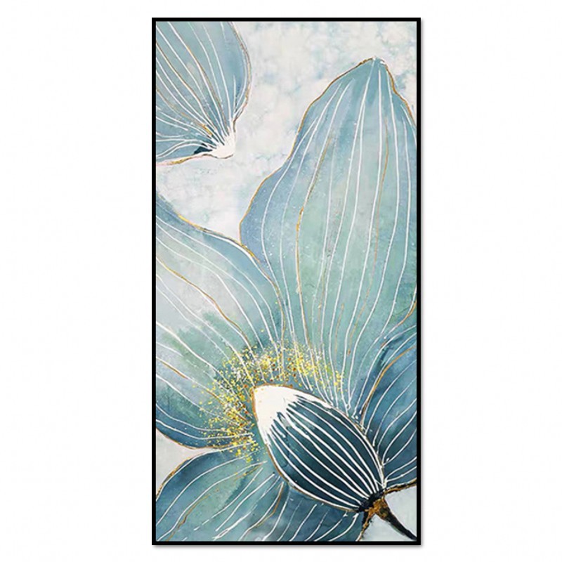 花卉油画纯手绘抽象画简约现代过道玄关挂画北欧长方形客厅装饰画