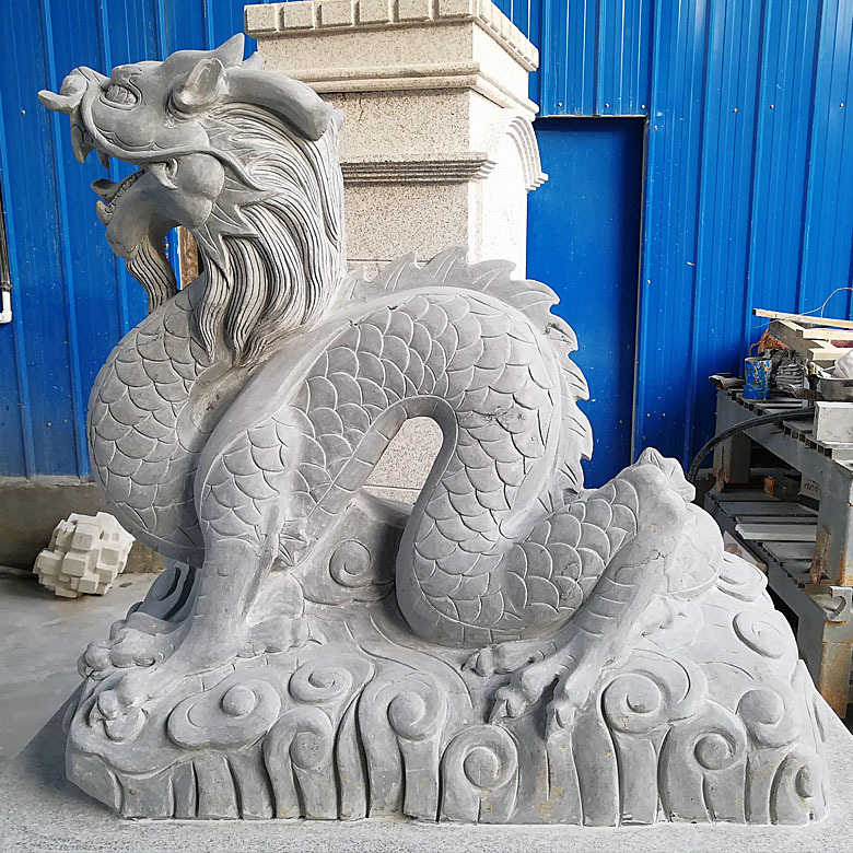 新款祥云龙石雕晚霞红祥龙雕刻十二生肖龙摆件支持定做厂家直销