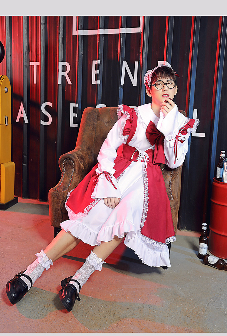 双色日系反串 表演演出洛丽塔裙 男子女装短裙洋装 男性美女装扮