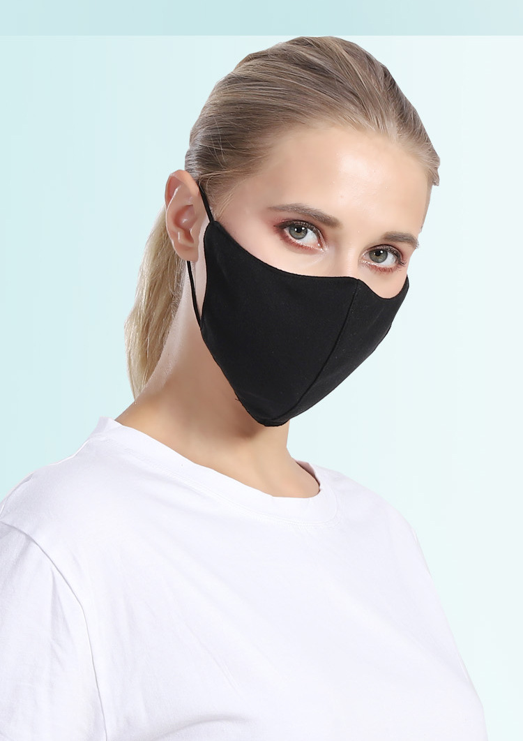 黑色棉口罩三层夹棉立体加厚透气男女潮流布面罩可调节口罩mask