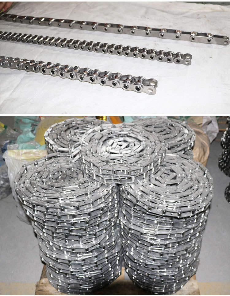 双节距空心链条双节距滚珠链条大节距输送链侧弯板不锈钢重型链条