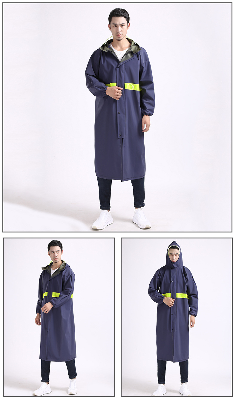 户外劳保工地施工连体雨衣男女式电动车摩托车加厚反光中长款雨衣
