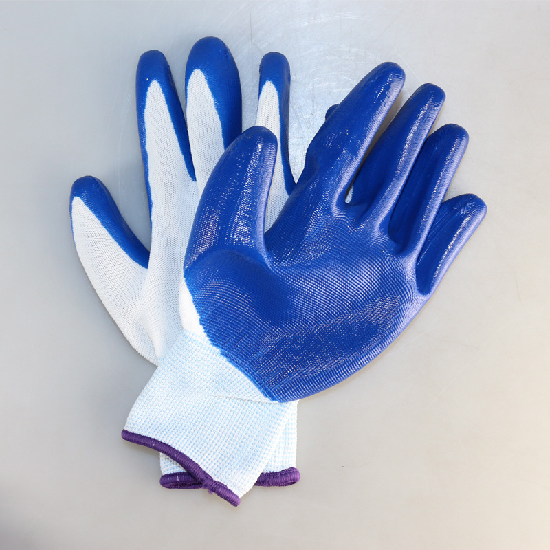 手套劳保耐磨工作浸胶防水男工地干活胶皮薄款防滑橡胶透气乳胶