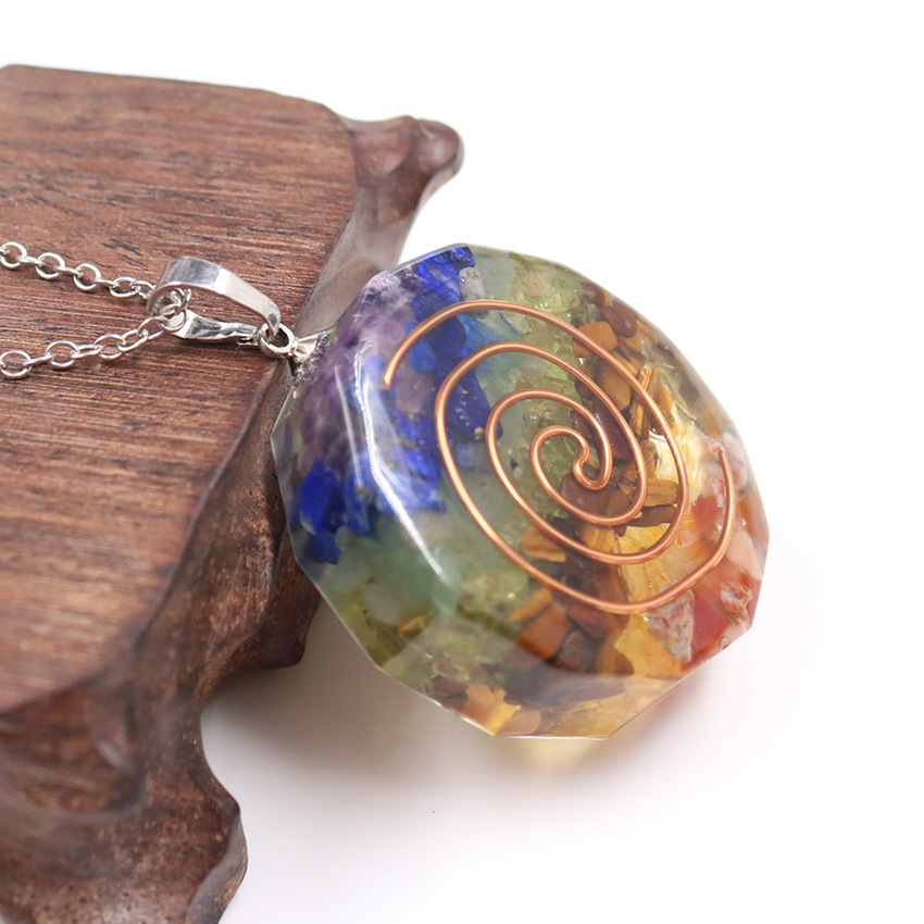 天然水晶碎石奥根双螺旋能量脉轮水晶疗愈奥罡高频能量石时尚吊坠