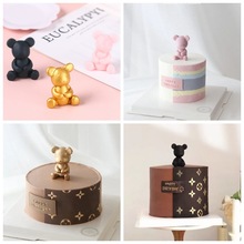 小熊蛋糕装饰  韩国ins粉色软陶小熊蛋糕装饰摆件  烘焙装饰摆件