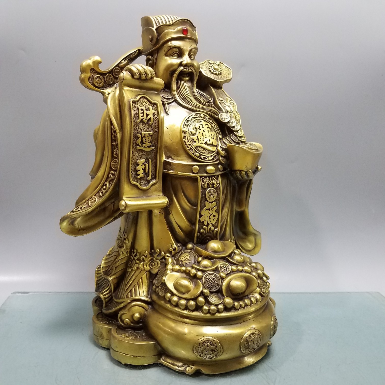 批发黄铜财神爷佛像摆件大小号文财神铜像家居店铺乔迁铜财神摆件