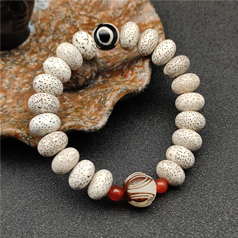 厂家直销星月菩提手串车轮珠配玛瑙民族风高密菩提单圈男女手链